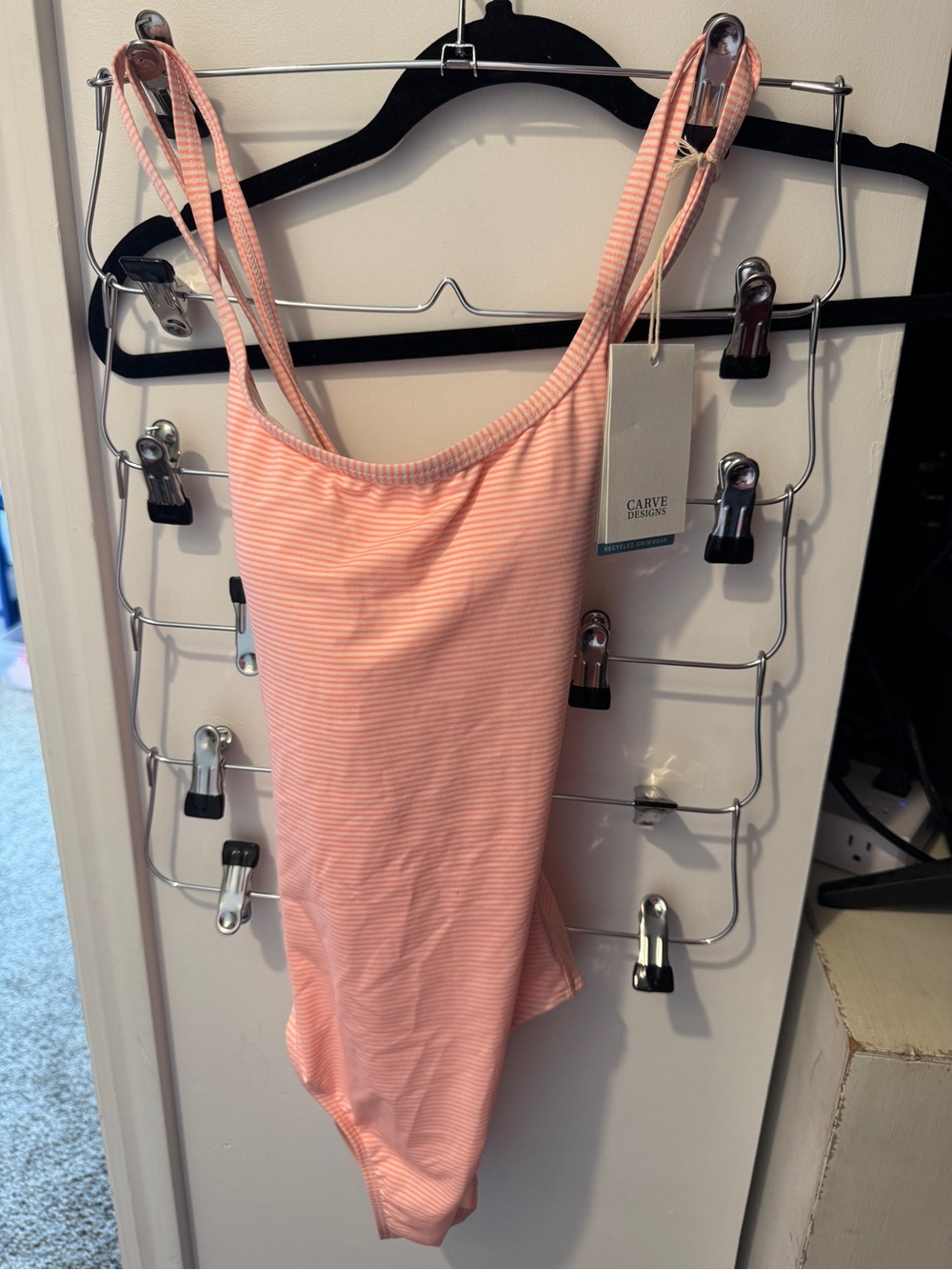 Carve Designs Peach Pink Striped One-Piece Swimsuit